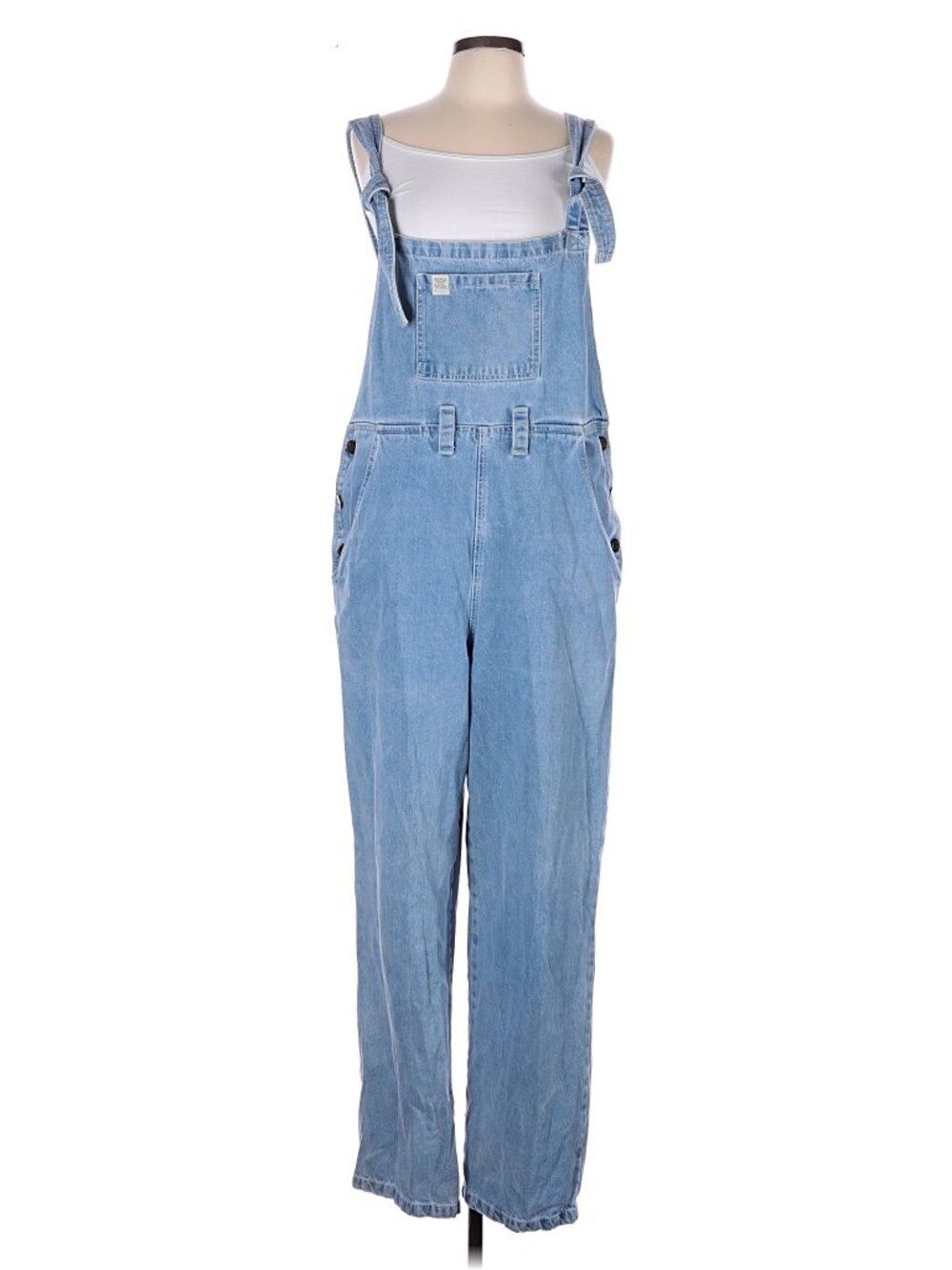 Lucy & Yak Original Denim Dungarees Light Wash Blue Large NWOT Organic Cotton